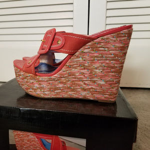 Luichiny Wedge Sandal Amil Ya Coral Patent Leather